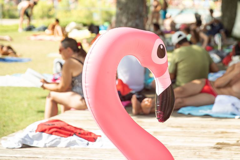 Freibad Marzili - aufblasbarer Flamingo